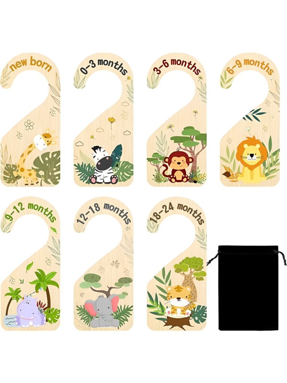 8Pcs Safari Baby Closet Dividers Double Sided Baby Closet Organizers